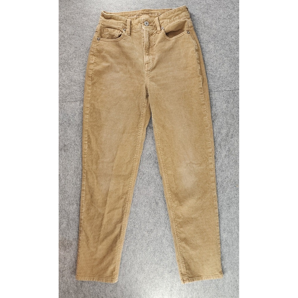 American Eagle Tan Corduroy Mom Straight Leg Stretch Pants Womens 0